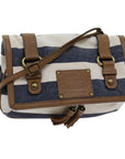 BBERRY Blue Label Shoulder Bag Canvas White Navy Brown Auth hk