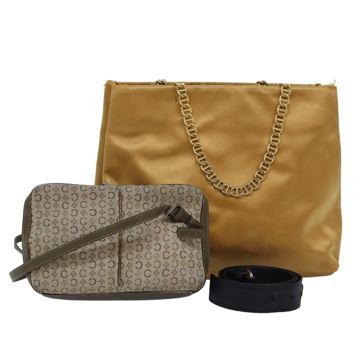 PRD Celine Luxury Balenciaga C Macadam Chain Bag Silk Canvas Leather Set hk