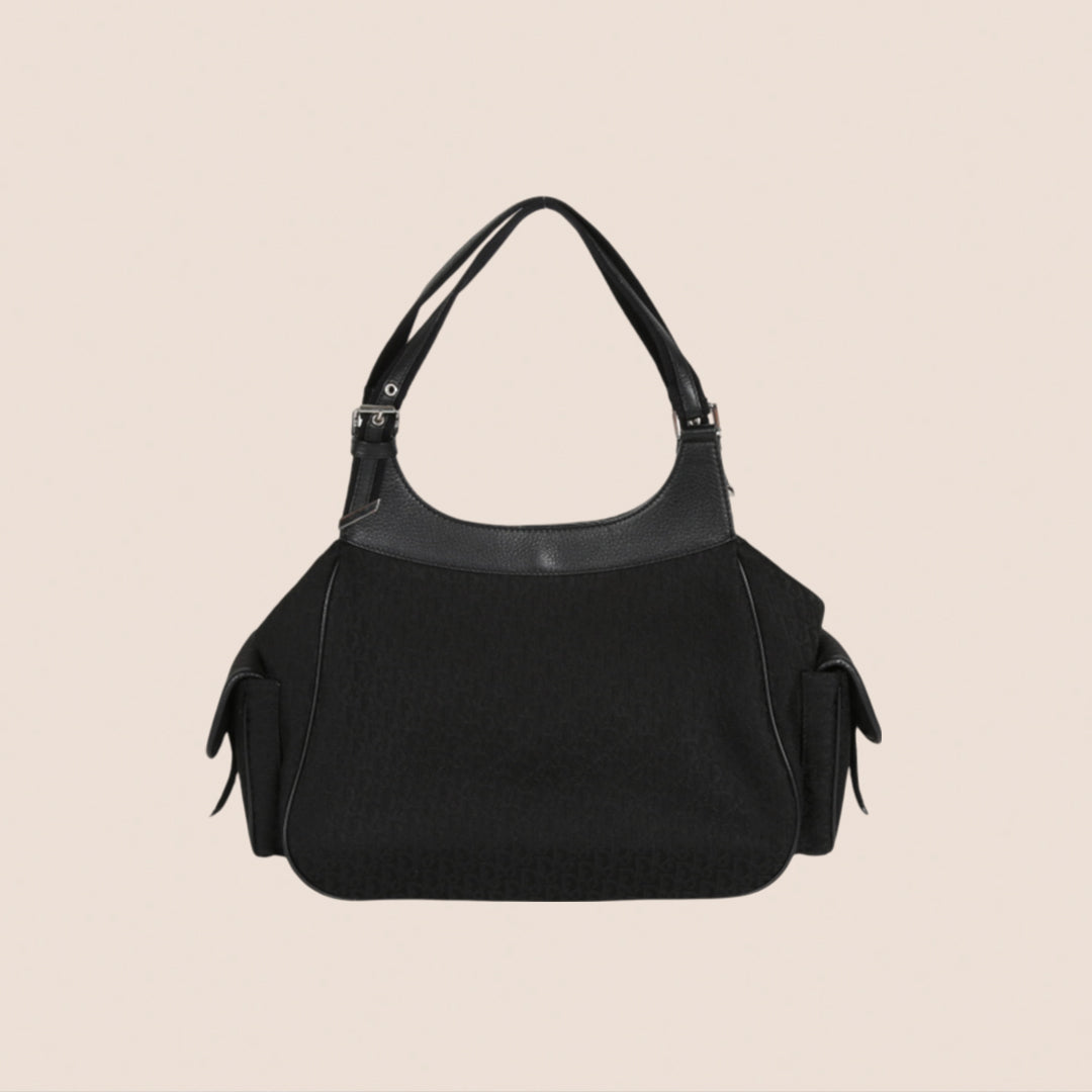 CHRISTIAN DOR BLACK CANVAS STREET CHIC MULTIPOCKET BAG