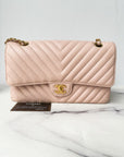 CHNL 17C Classic Chevron Calfskin Light Pink 
