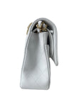 CHNL WHITE CAVIAR MEDIUM CLASSIC 2.55 DOUBLE FLAP BAG