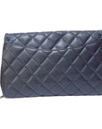 CHNL Quilted Clutch with Chain Lambskin Black Silver Hardware