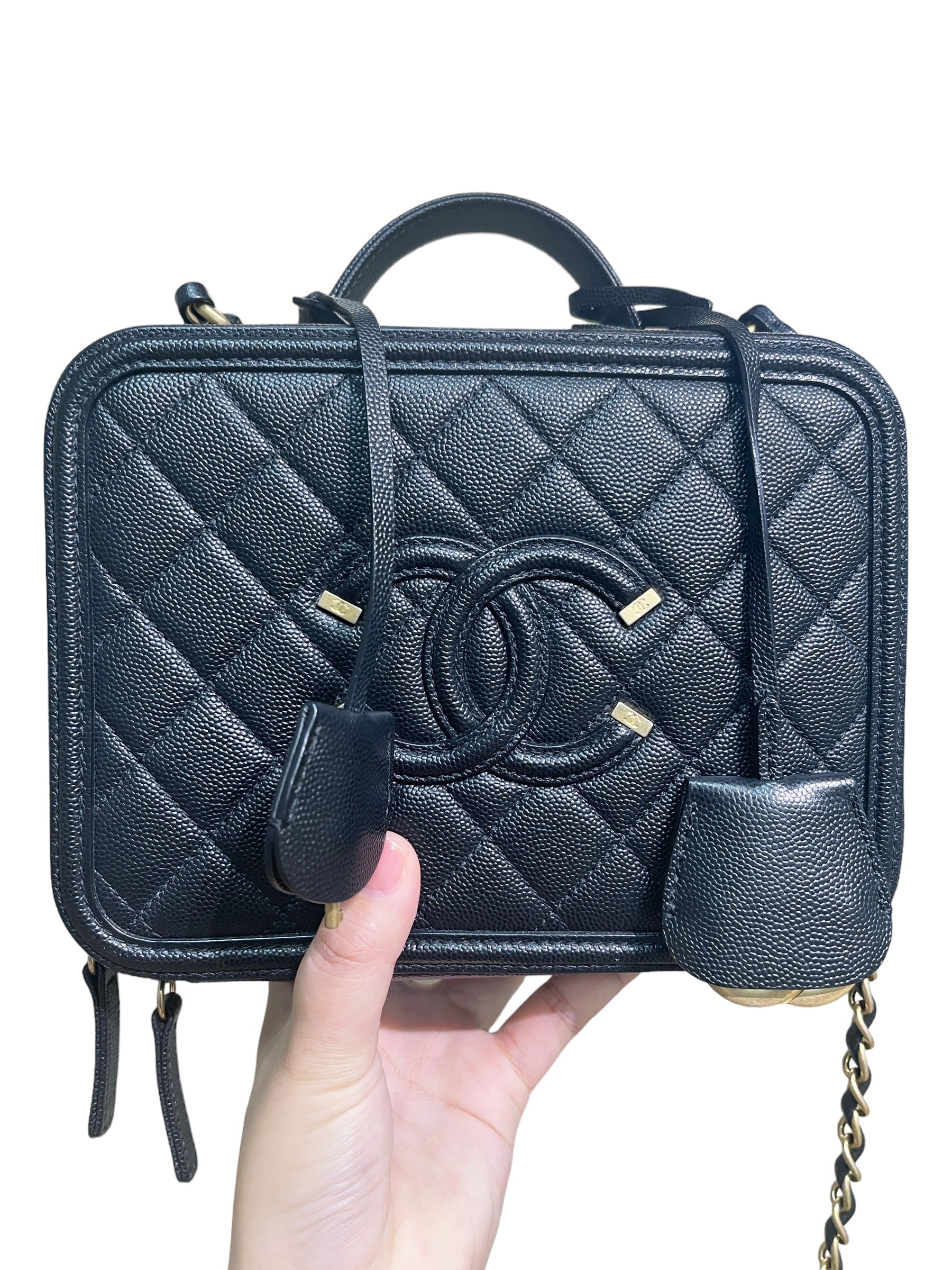 CHNL Black Vanity Case Medium Size GoldHardwere