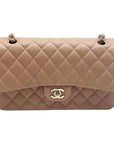 CHNL 18S Iridescent Dark Beige Caviar Rectangular Mini Flap Bag Brushed Gold Hardware