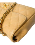 CHNL Quilted East West Flap Dark Beige Caviar Gold Hardware