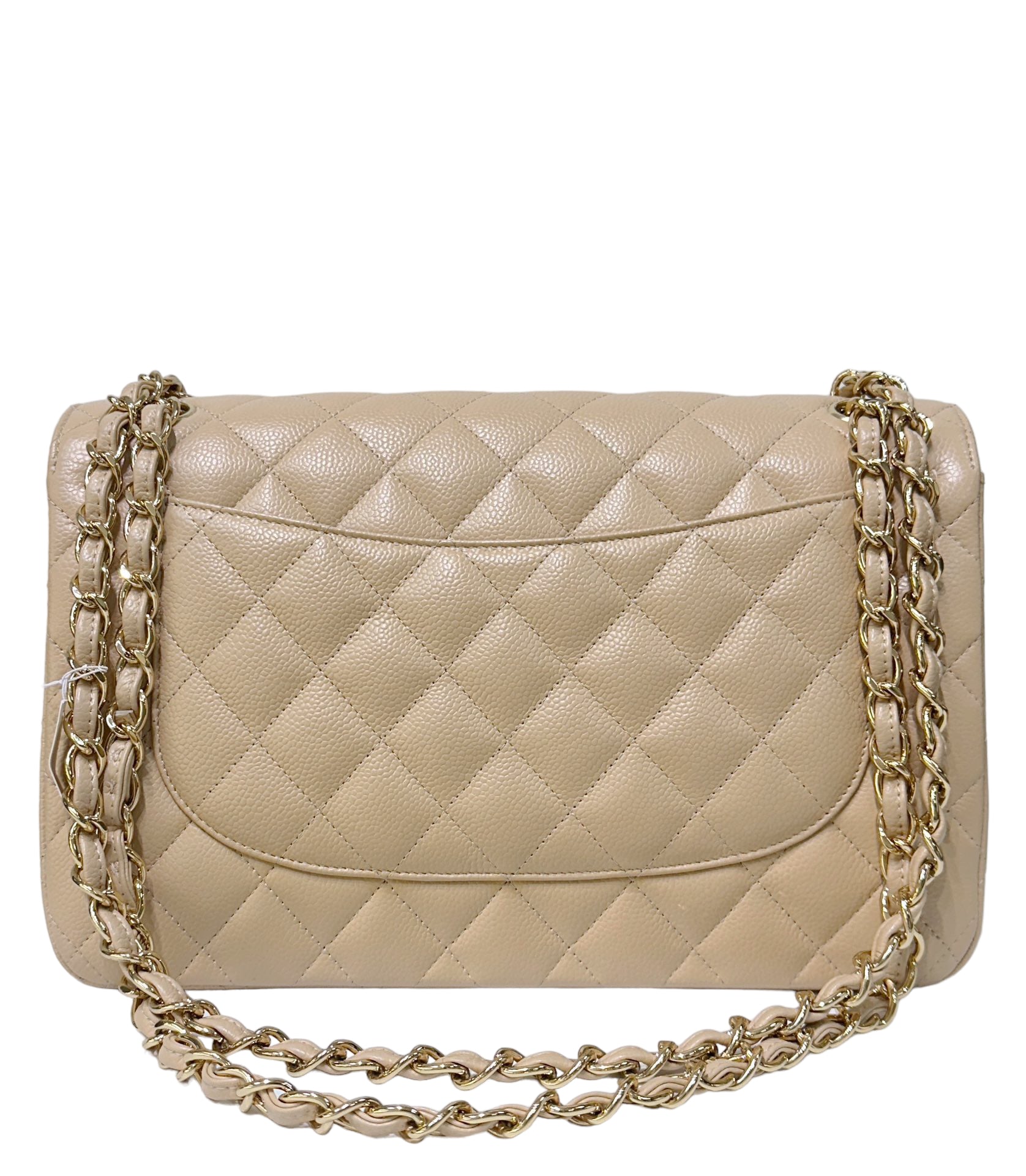 CHNL Jumbo Classic Flap Bag Beige Ghw