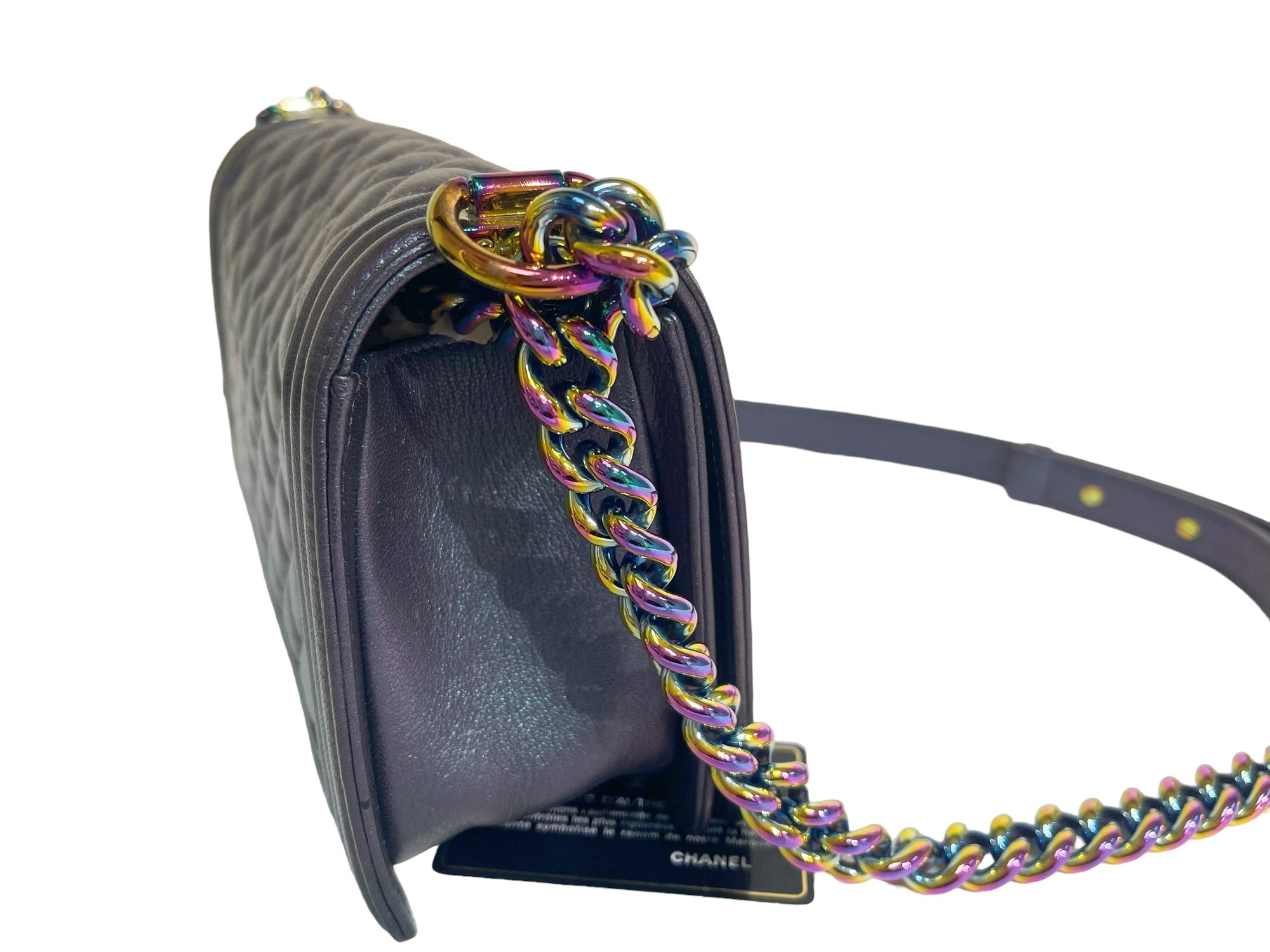 CHNL Purple Mermaid Iridescent Medium Calfskin Boy Bag