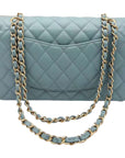 CHNL 18C Iridescent Blue Caviar Flap Bag Brushed Gold Hardware