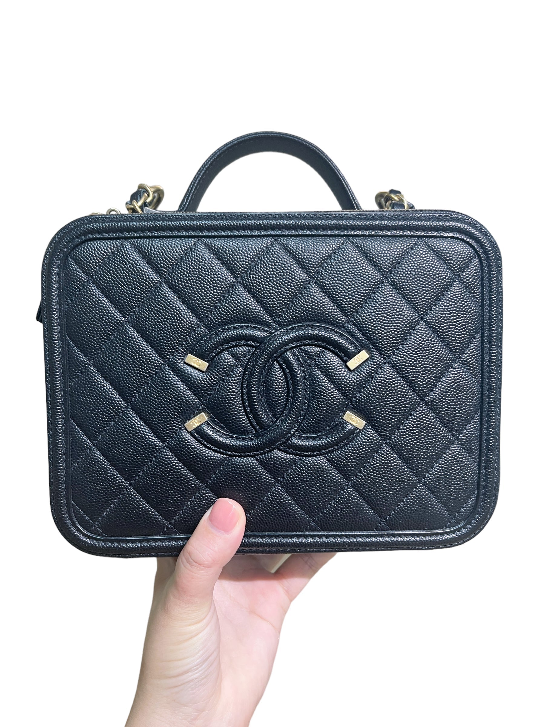 CHNL Black Vanity Case Medium Size GoldHardwere