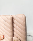 CHNL 17C Classic Chevron Calfskin Light Pink 