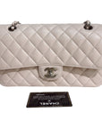 CHNL Classic M/L Medium Flap Quilted Light Pink Caviar Gold Hardware