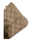 CHNL Classic M/L Medium Flap Quilted Beige Caviar Gold Hardware