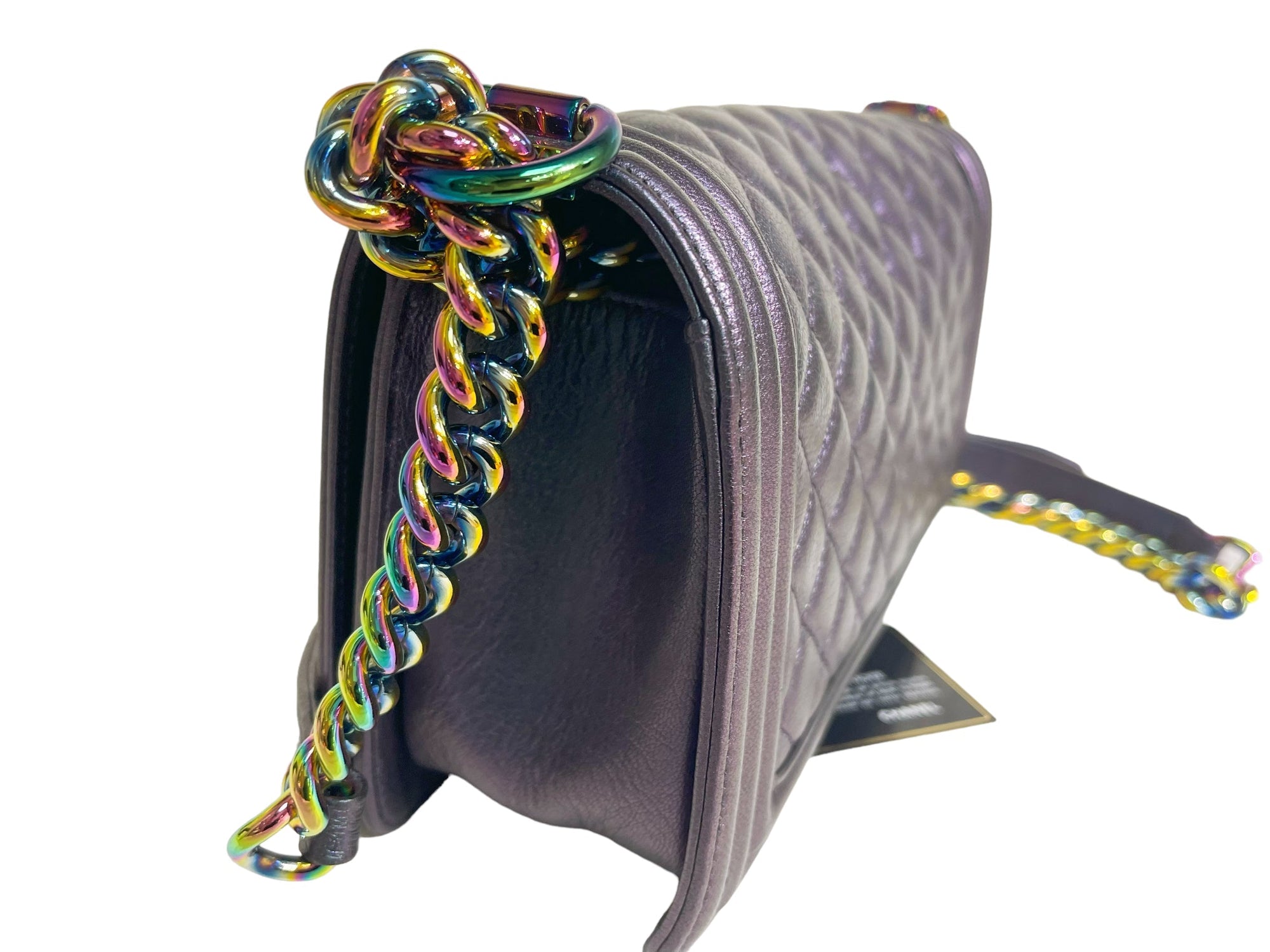 CHNL Purple Mermaid Iridescent Medium Calfskin Boy Bag