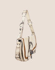 CHRISTIAN DOR WHITE LEATHER GAUCHO BAG