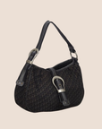 CHRISTIAN DOR BLACK OBLIQUE BUCKLE HOBO BAG