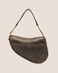 CHRISTIAN DOR BROWN LEATHER SADDLE BAG