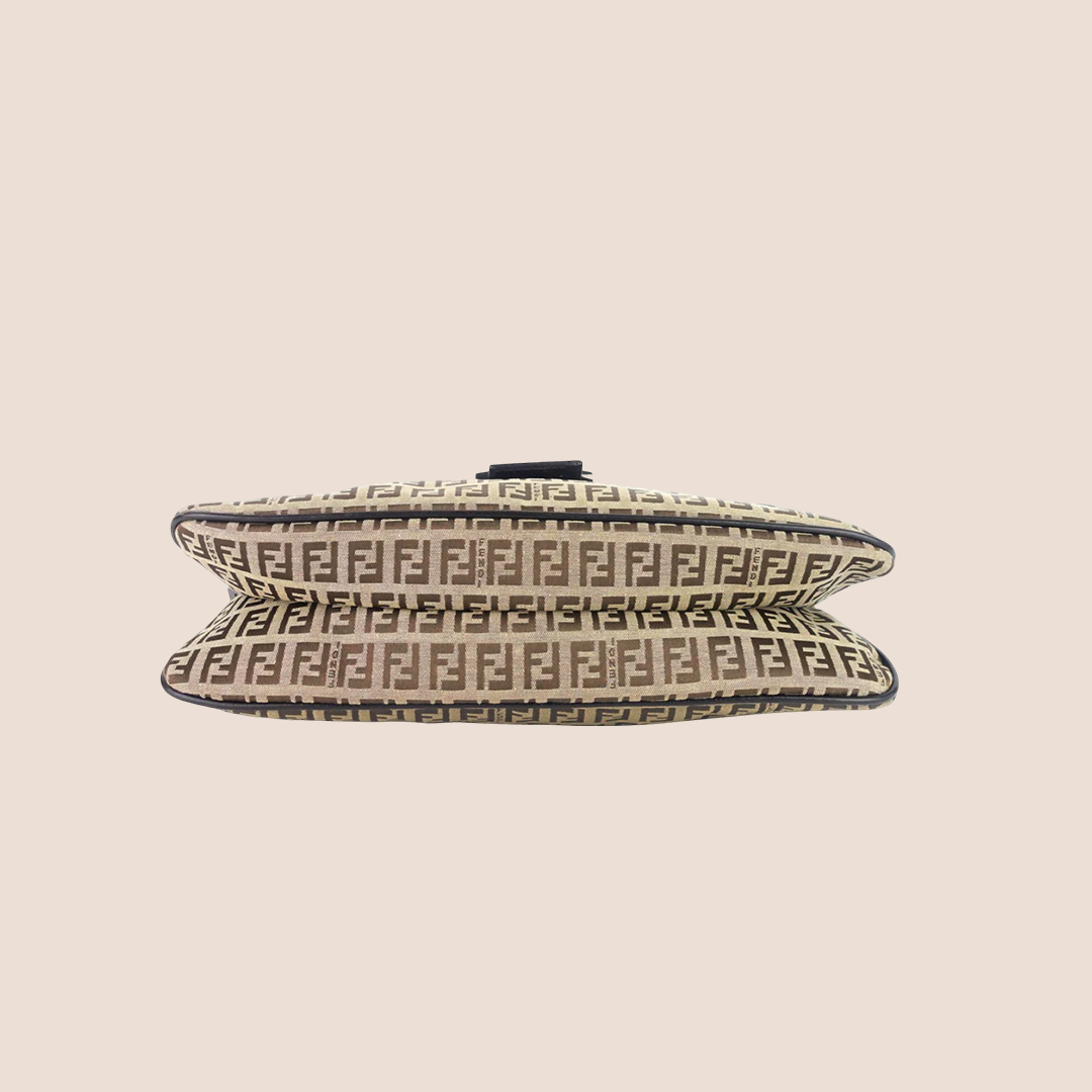FNDI 2000 BROWN ZUCCHINO CANVAS DOUBLE FLAP BAG