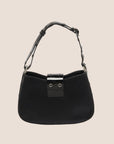 CHRISTIAN DOR BLACK SATIN & PATENT LEATHER MINI STREET CHIC HOBO BAG