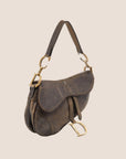 CHRISTIAN DOR BROWN LEATHER SADDLE BAG
