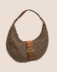 CHRISTIAN DOR BEIGE & BROWN STREET CHIC HALF MOON BAG