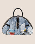 CHRISTIAN DOR "MISS DORELLA" DENIM SADDLE HANDBAG