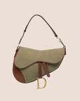 CHRISTIAN DOR KHAKI & BROWN SADDLE BAG