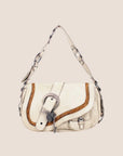 CHRISTIAN DOR WHITE LEATHER GAUCHO BAG