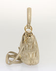 PRD Gathered Shoulder Bag Leather way Gold Tone Auth ki