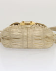 PRD Gathered Shoulder Bag Leather way Gold Tone Auth ki