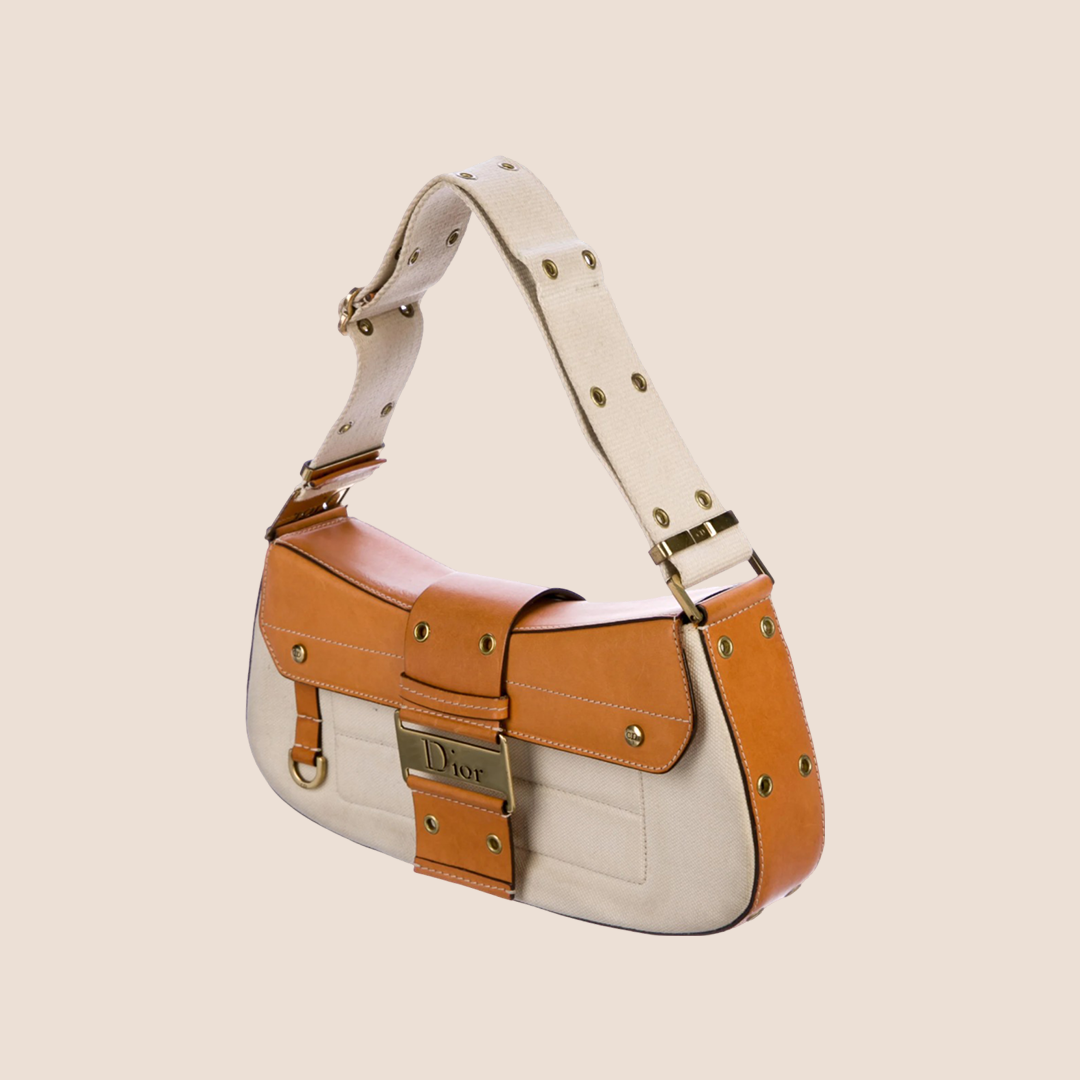 CHRISTIAN DOR BROWN &amp; CREAM STREET CHIC COLUMBUS BAG