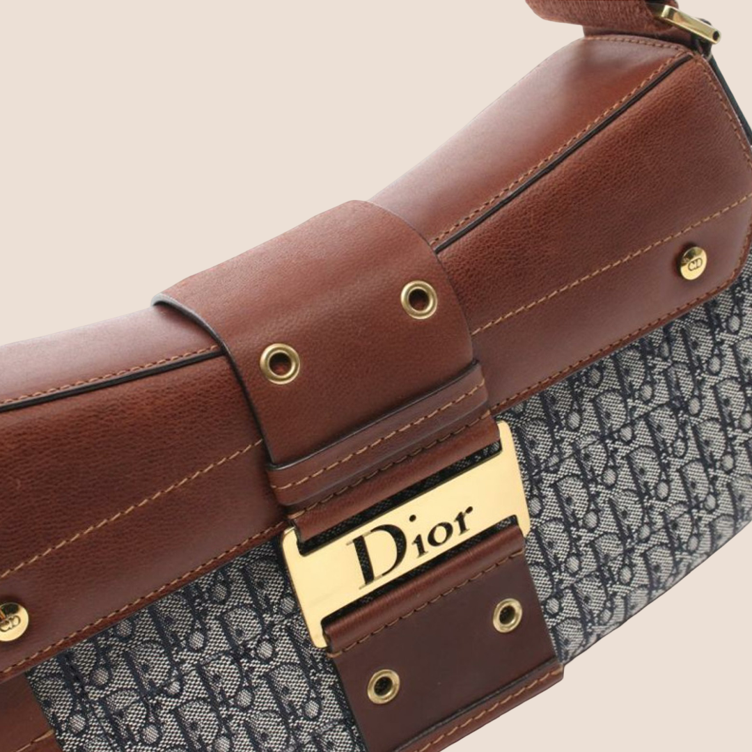 CHRISTIAN DOR BROWN &amp; NAVY DORISSIMO STREET CHIC COLUMBUS BAG