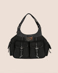 CHRISTIAN DOR BLACK CANVAS STREET CHIC MULTIPOCKET BAG