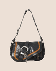 CHRISTIAN DOR BLACK LEATHER LARGE GAUCHO BAG