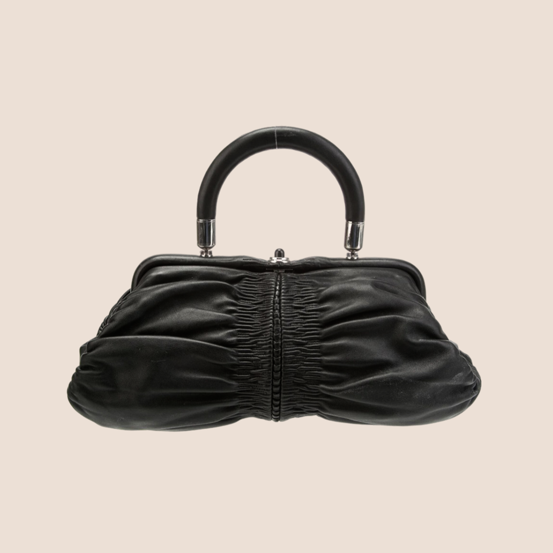 CHRISTIAN DOR BLACK LEATHER KARENINA BAG