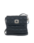 Christian DOR Cannage Logo Charm Turn Lock Shoulder bag Black Vintage swmte
