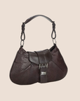 CHRISTIAN DOR BROWN SNAKESKIN BUCKLE FLAP BAG
