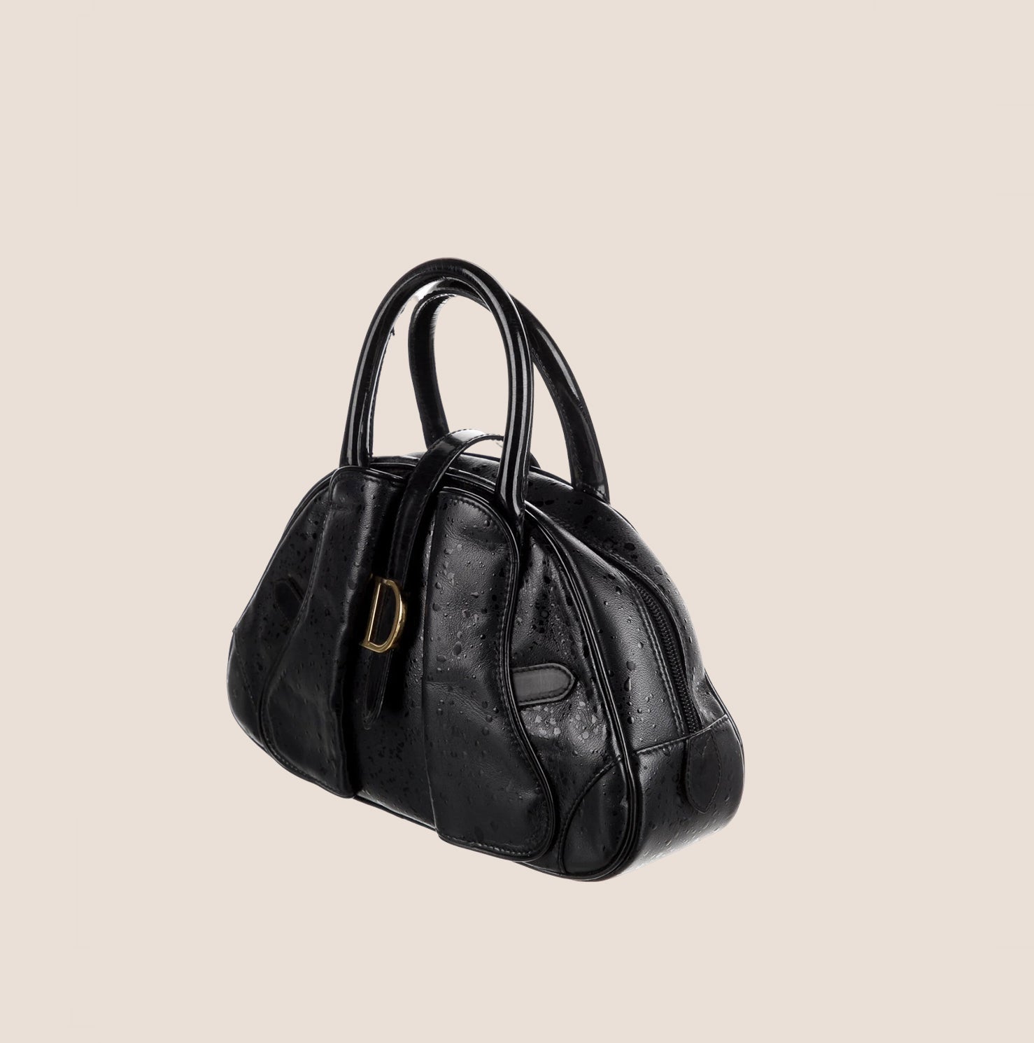 CHRISTIAN DOR BLACK RAINDROP MINI DOUBLE SADDLE BAG