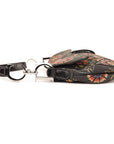 Christian DOR Black Canvas And Leather Vintage Floral Print Saddle Bag