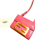 FNDI Micro Baguette Trifold Wallet Crossbody Bag Dalia Pink Leather