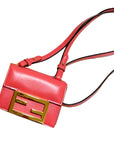 FNDI Micro Baguette Trifold Wallet Crossbody Bag Dalia Pink Leather