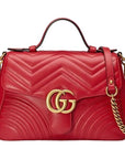 (WMNS) GCCI GG Marmont Gold Logo Distress Leather Chain handbag Small Red Classic -DTDIT-