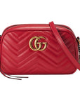 (WMNS) GCCI GG Marmont Gold Logo Leather Chain Small Red Classic Shoulder Messenger Bag -DTDT-