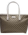 (WMNS) GCCI Logo Leather Logo Canvas Large Capacity Tote Shoulder Bag Ebony / White Handbag -KGDHR-