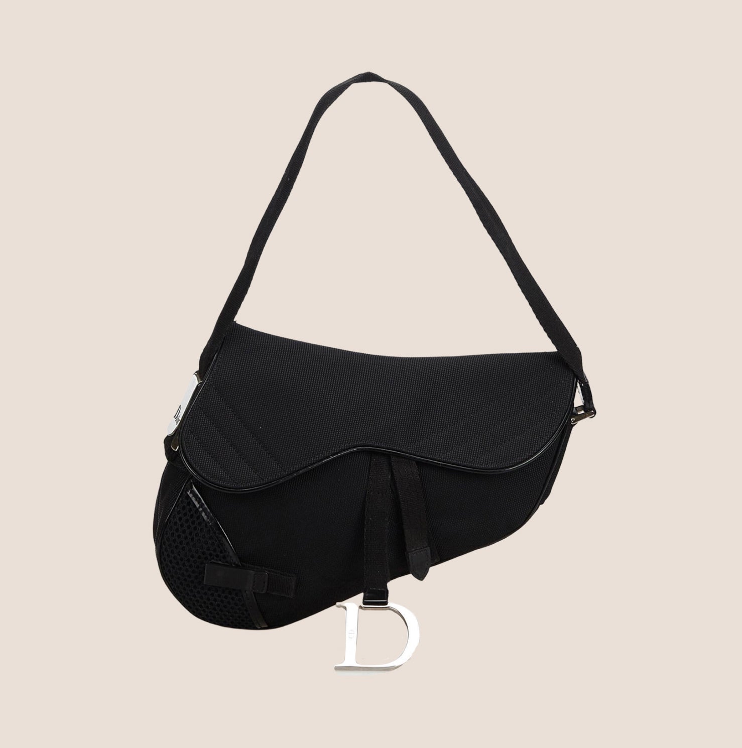 CHRISTIAN DOR BLACK MESH SADDLE BAG