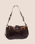 CHRISTIAN DOR BROWN LEATHER LARGE GAUCHO BAG