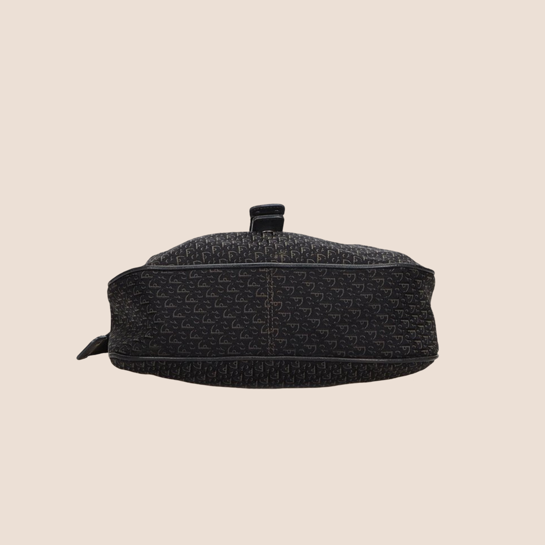 CHRISTIAN DOR BLACK OBLIQUE BUCKLE HOBO BAG