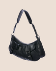 CHRISTIAN DOR BLACK LEATHER CROISSANT SHOULDER BAG