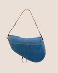 CHRISTIAN DOR DENIM EMBROIDERED SADDLE BAG