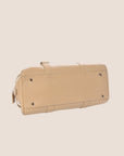 CHRISTIAN DOR BEIGE LEATHER LOGO SPELL OUT CHARM BOSTON BAG