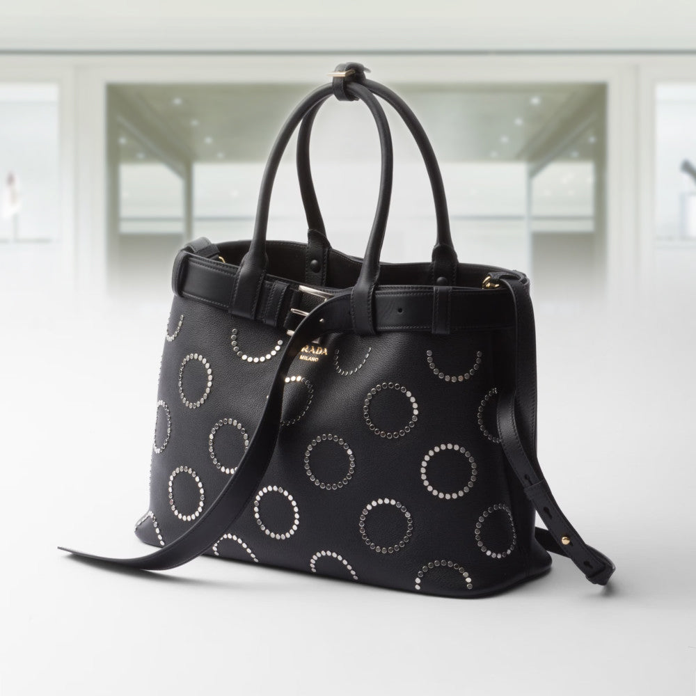 PRD Buckle large leather bag with appliqués